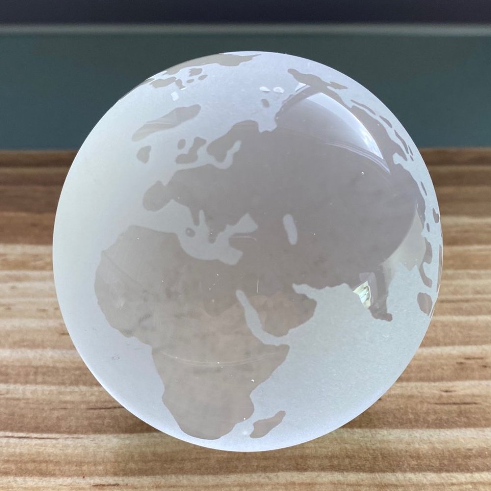 Clear and Frosted Glass Globe Paperweight
